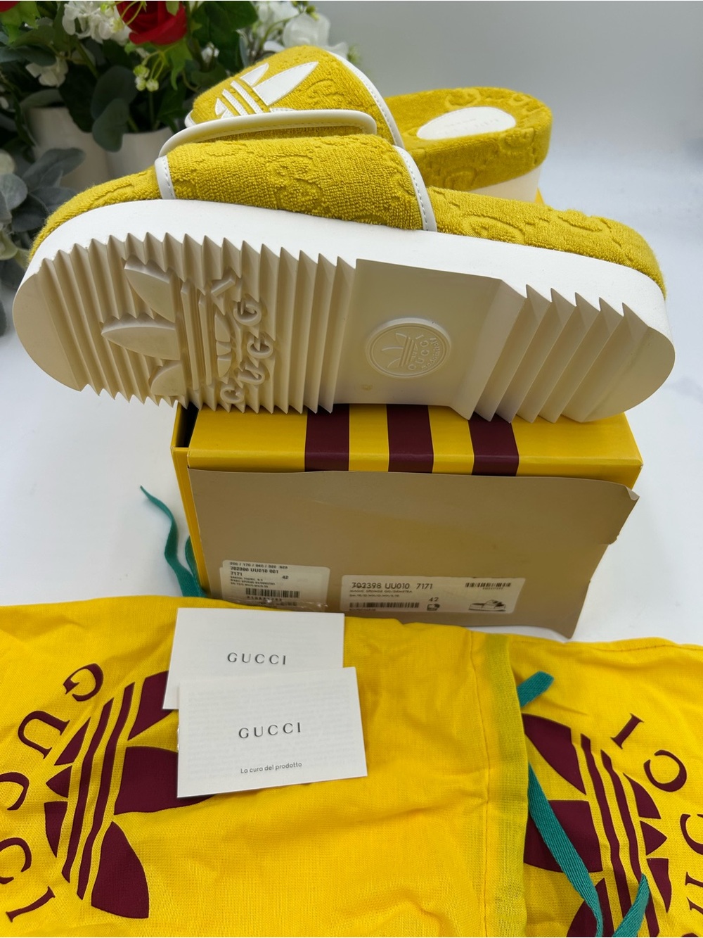 Women's Gucci X Adidas slide sandals size 42 fits 11 US made in Italy - Picture 5 of 13